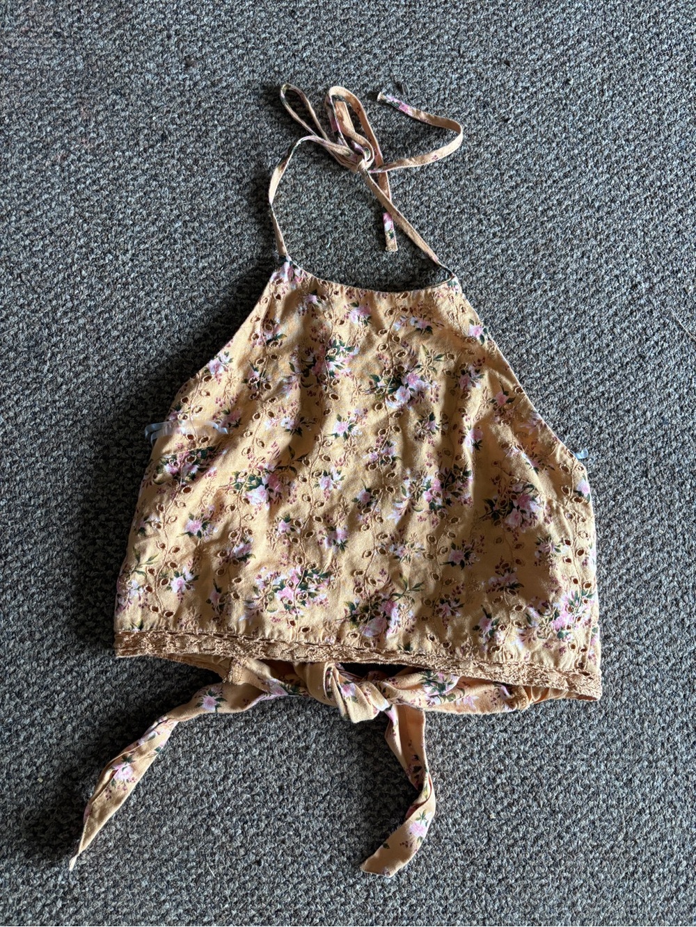 American Eagle Outfitters Mustard Floral Halter Crop